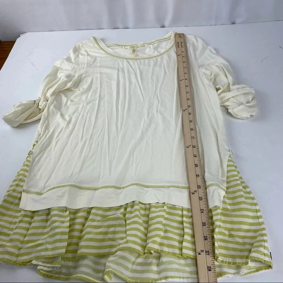 Matilda Jane Womens XS Ventriloquist Cream and Green Striped Tunic Top Blouse - Picture 3 of 7